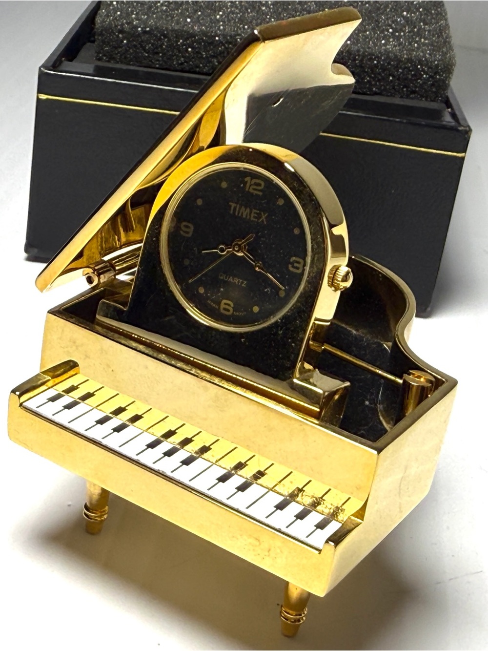 Timex Gold Tone Piano Miniature Desk Clock